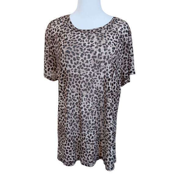 NEW TORRID 3 Leopard Mesh Tee Plus Size 3X Sheer Top Blouse Layer Sexy Cheetah - Picture 2 of 9